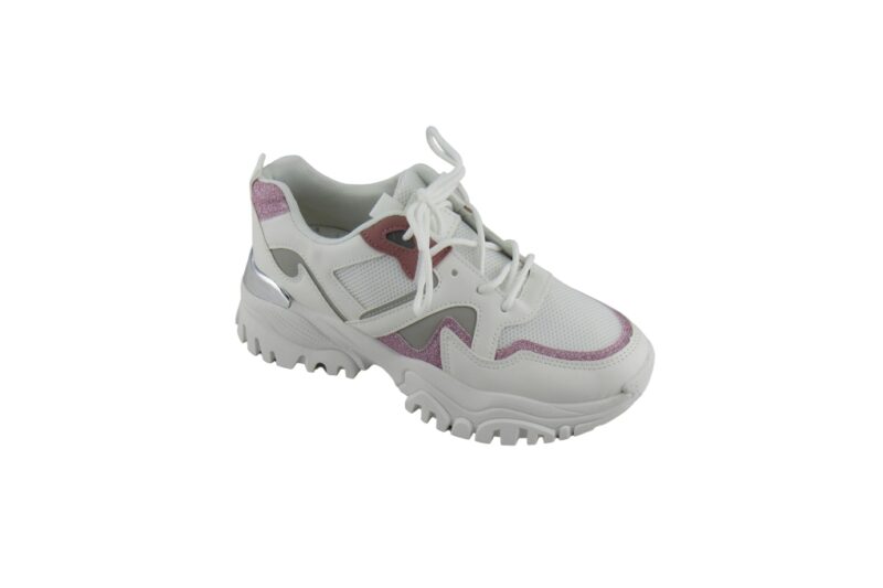 Famous Shoes Γυναικεία Chunky Sneakers Λευκά-BH-166-PINK