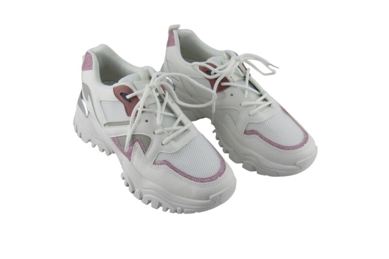 Famous Shoes Γυναικεία Chunky Sneakers Λευκά-BH-166-PINK