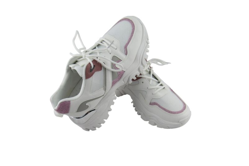 Famous Shoes Γυναικεία Chunky Sneakers Λευκά-BH-166-PINK