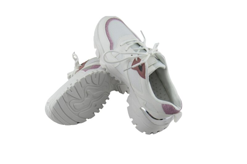 Famous Shoes Γυναικεία Chunky Sneakers Λευκά-BH-166-PINK